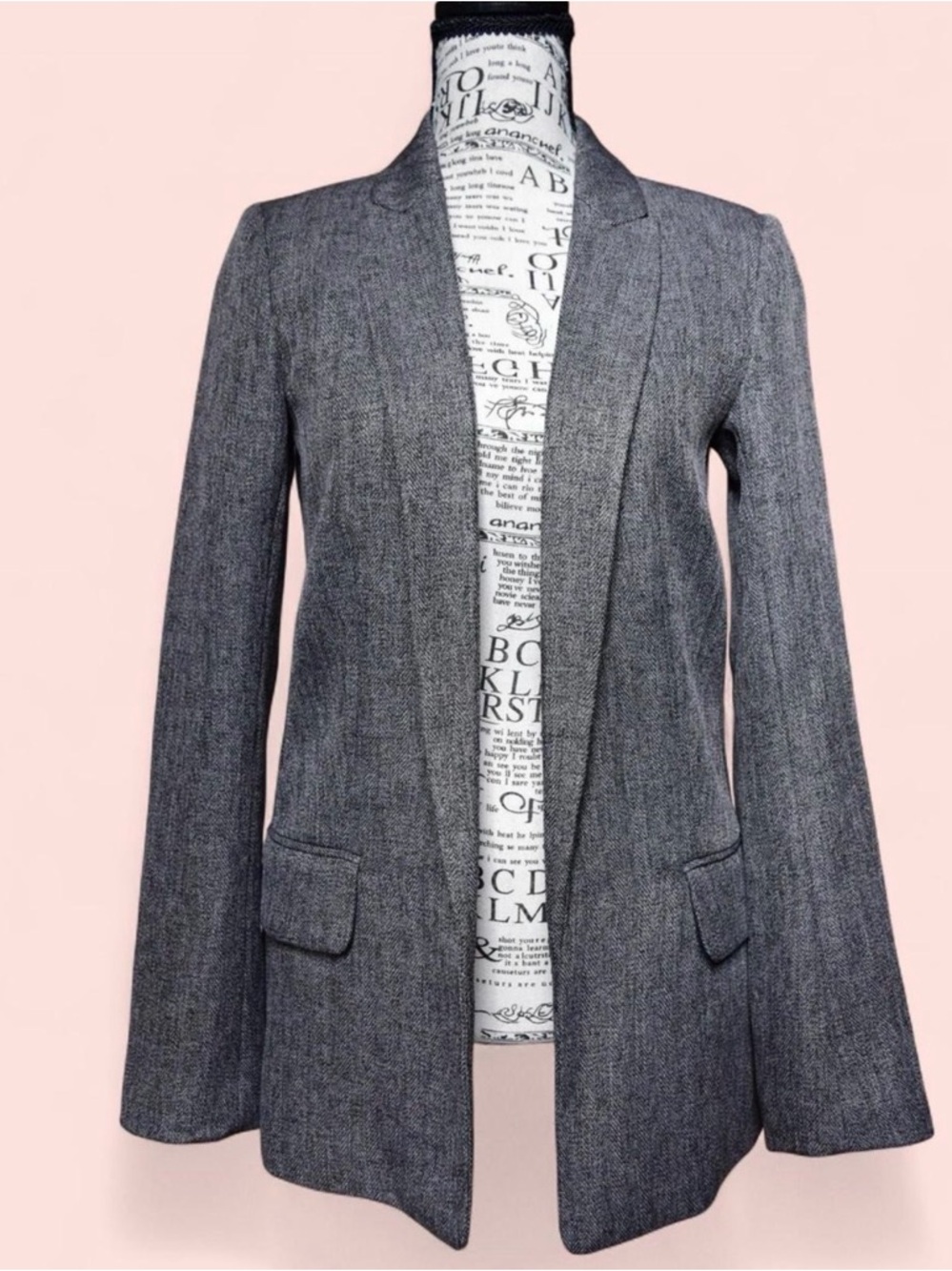 H&M Gray Open-Front Tailored Blazer